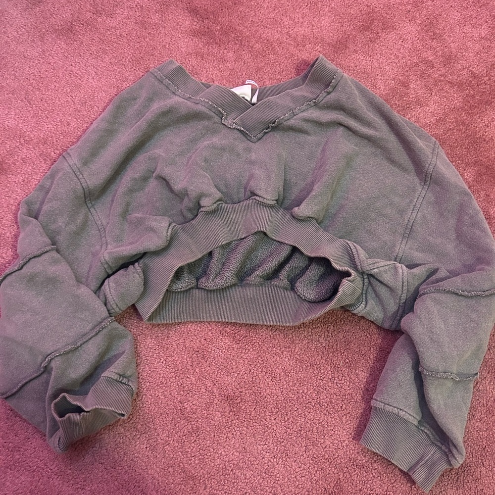 Urban Outfitters Olive Cropped Sweatshirt